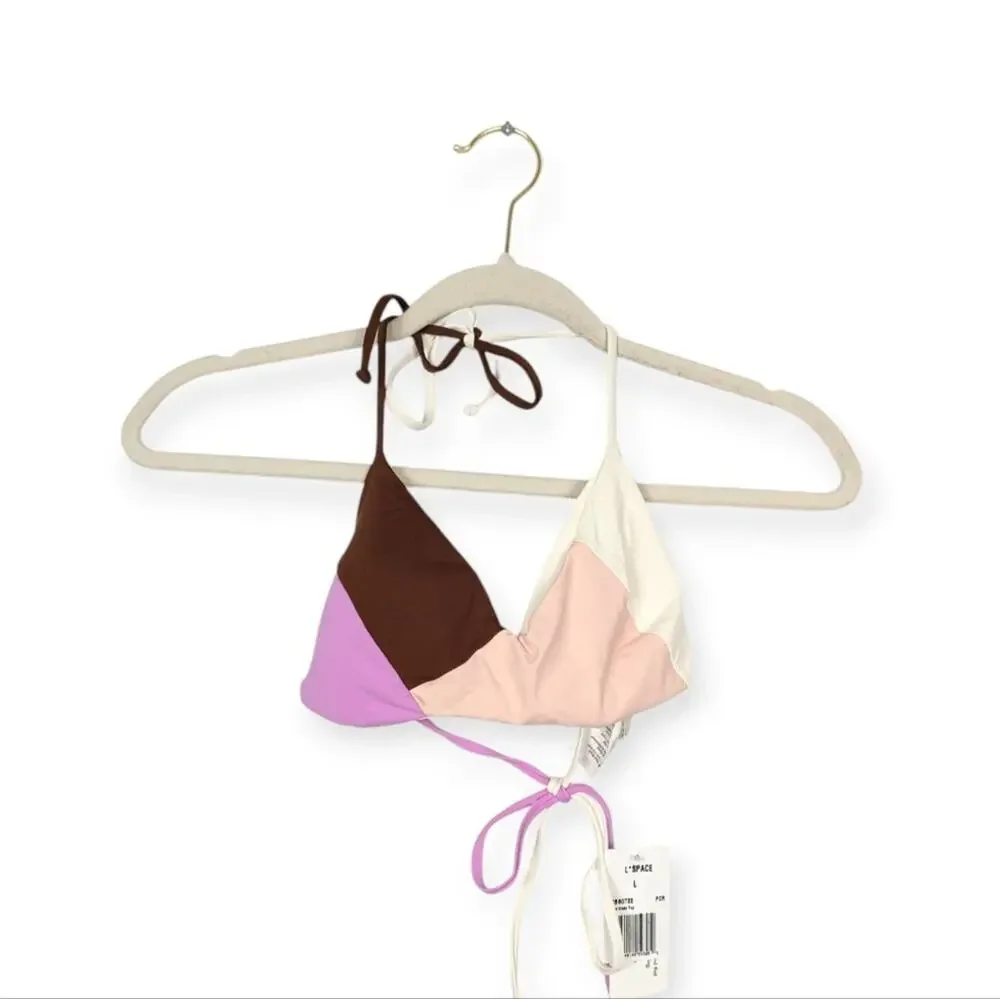 NWT L*Space Sea Glass Color Block Bikini Top Size L